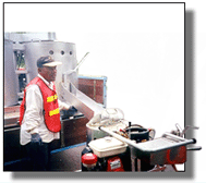 During pouring material.